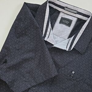 7 Diamonds Men's Extra Large Shirt 4 Way Stretch Button Down Black Print